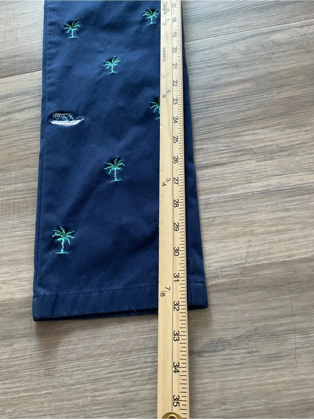 Vineyard Vines Navy Chino Pants with Green Palm Embroidery